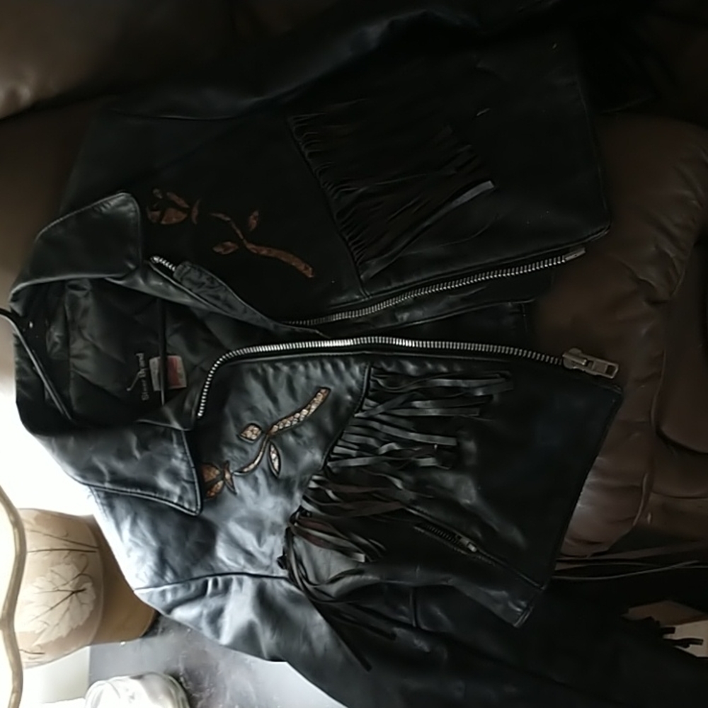 Black Leather Biker Jacket. Steer Brand.Made in USA.